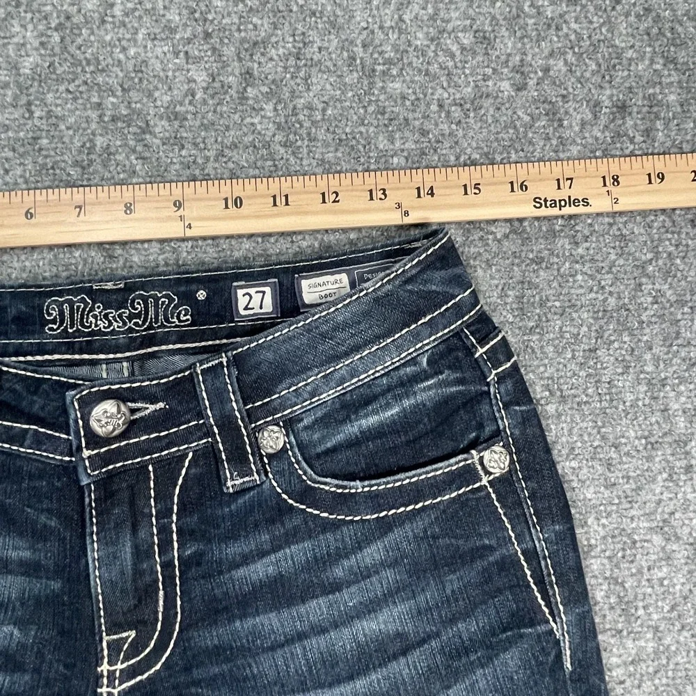 Miss Me Women's Bling Demin Embroidered Jeans Size 27 Embellished Peace Groovy - Picture 9 of 16